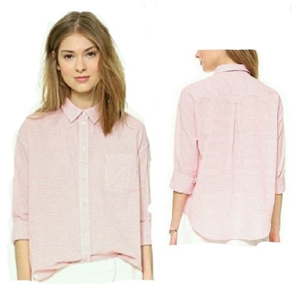 Elizabeth and James Tops - Elizabeth & James Pink Button Down Searsucker S